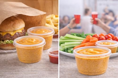 Image of 5.5 oz Clear Plastic Souffle Cups, BPA Free Portion Cups with Lids, 50 Sets | Perfect for sauces, dressings, condiments, samples, snacks and portion control applications