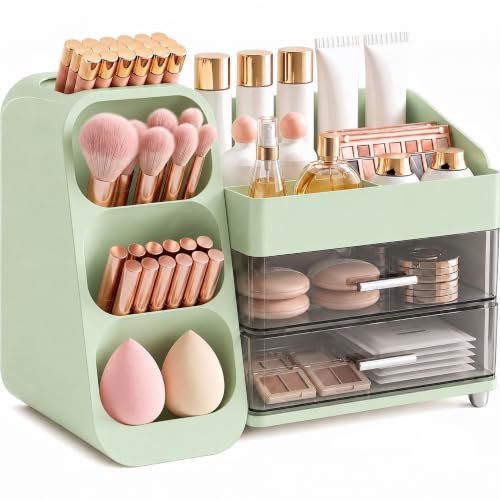 KQJS Large Makeup Organizer Countertop for Vanity Skincare Organizers Green - image 1