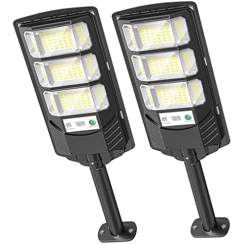 Solar Lights Outdoor Waterproof - 320° Wide Angle Solar Flood Lights Outdoor Dusk to Dawn, Solar Street Lights Outdoor Motion Sensor with Remote, Super Bright LED Solar Security Lights for Yard(2Pack) Cover