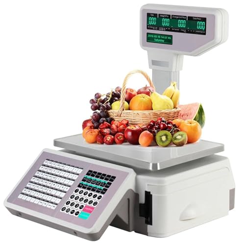 Báscula digital comercial con impresora y pantalla de poste 30 kg miniatura 1