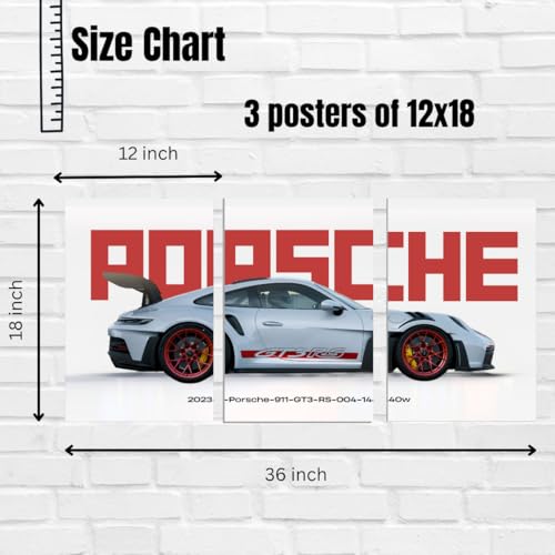 Image of Good Hope Porsche car Poster 3 piece car split poster wall art, poster for wall, A3 Split Design poster,Wall Decoration for home Office hostel boys Gift decor items For Living Room Bedroom