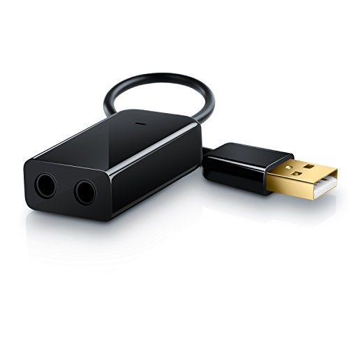 aplic - Carte Son USB Externe avec connecteur Jack - pour Windows Mac Linux ecc - 1x Entrée Microphone 1x Sortie Casque - Dynamic 3D Surround Sound 7.1 - Noir