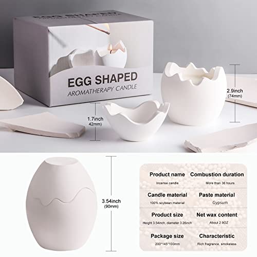 Hoforife Luxury Lavender Soy Candle, Highly Scented 100% Natural Soy Wax, 7 Oz White Egg-Shaped Plaster Jar Up To 40 Hours Burning Time, Gift Wrapped! Home Decor, Housewarming Gift For Women And Men #TOP2