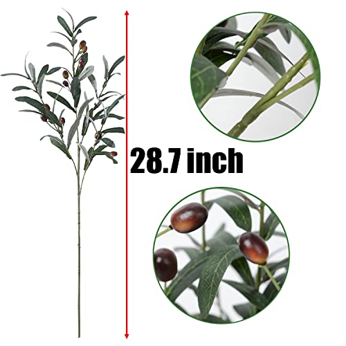 SzJias Olive Branches for Vases Artificial Olive Branches Faux Tree Branches Stems for Vase (3 Branches, 28.7 inch/Each)