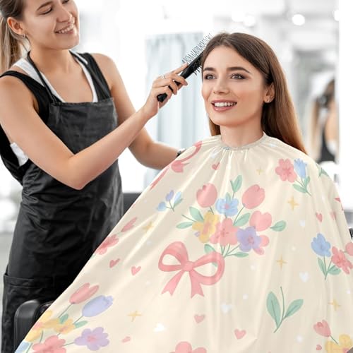 Capa para Corte de Cabello Profesional MAOBLYR Floral Impermeable con Cierre Ajustable de Broche para Salón de Barbero miniatura 7