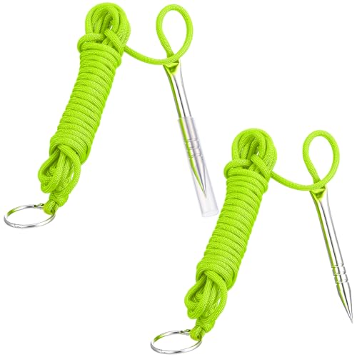 Soulchen 2 Pcs 10 ft 550lb Paracord Fishing Stringer Heavy Duty Fish Stringer for Caught Fishs Fish Holder with 1 Inch Split Ring(Green)
