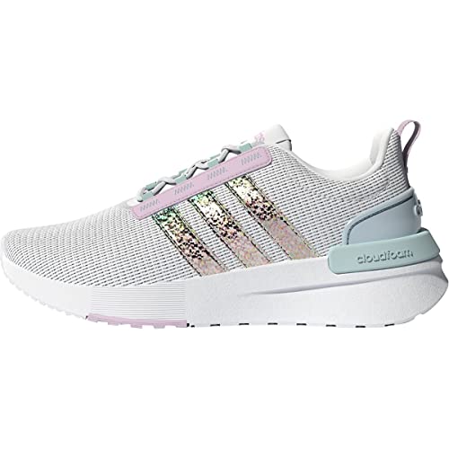 adidas Racer TR21 Running Shoe, White/Blue Tint/Almost Pink, 5.5 US Unisex Big Kid