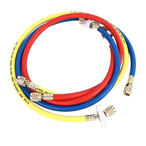 Mangueras de refrigerante HVAC AMAKO, tubo de carga de aire acondicionado de alta presión de 0.9 m con junta universal a prueba de explosión, juego de mangueras de refrigerante, 3 piezas miniatura 1