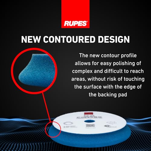 Image of RUPES 9.DA150H Pack of 1 Blue D-A Coarse Cutting Foam Pad 150mm | Ideal for Paint Correction & Gloss Enhancement | Mild to Severe Defect Removal | Compatible with 5 inch Backing Plate
