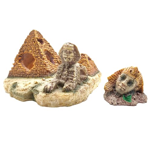 Image of M2cbridge Aquarium Decor Castle Shipwreck Ornament Underwater Landscape(Egyptian Pyramid + Pharaoh)
