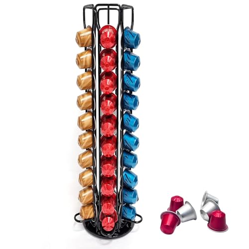 Coffee Capsules Holder for Nespresso Coffee Pod Rack 360-Degrees Rotating Design for 40 Pcs Pods