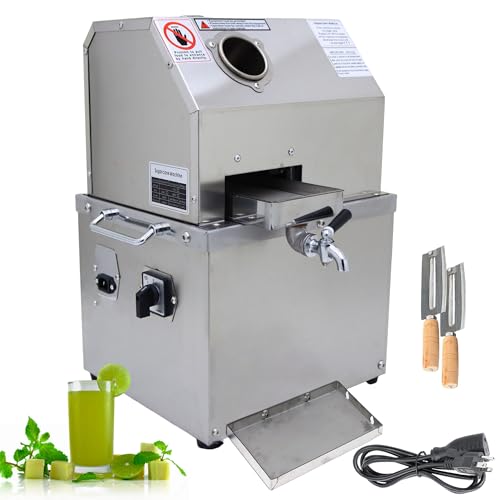 INTSUPERMAI 110V Commercial Electric Sugar Cane Juicer Press Machine, with 304 Stainless Steel 3 Rollers, Extractor Sweet Sorghum Press for Sugarcane Sweet Sorghum Juice Extractor Pressing