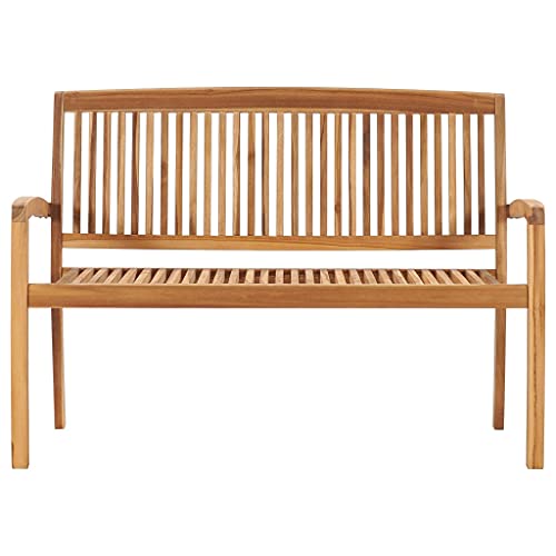 Banco de teca de 128,5 cm apilable con reposabrazos para terraza 4