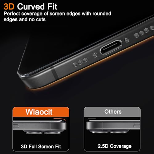 Image of Wiaocit 3 Pack Tempered Glass Screen Protector for iPhone 17, 9H Hardness, Bubble Free, Case Friendly