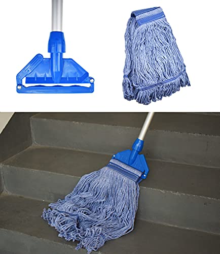 Image of Mop Head Replacement Commercial Heavy Duty String Blue Wet Mop Heads for 3 Typs Commercial Mop Handle(4 pcs,Large,Weight 23oz)