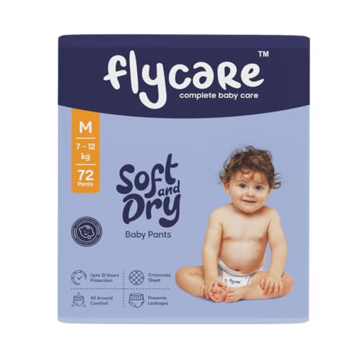 Image of Soft & Dry Baby Pant Style Diaper M Size (Medium) | 7-12 kg | 72 Count (Pack Of 1) |Comfortable and Cotton Soft Diaper with Leakage Guard, Wetness Indicator, Upto12 Hours Protection