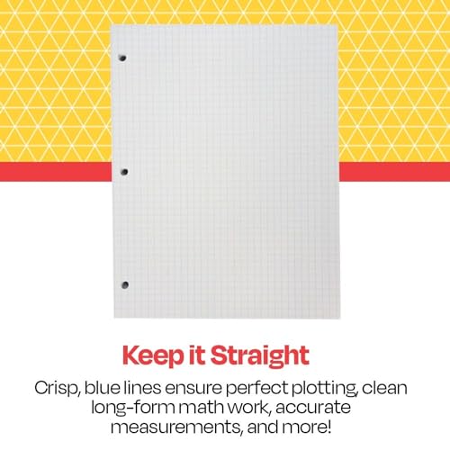 image for School Smart-86667 Double Sided Grid Paper, 3 Hole Punched, 8-1/2 x 11