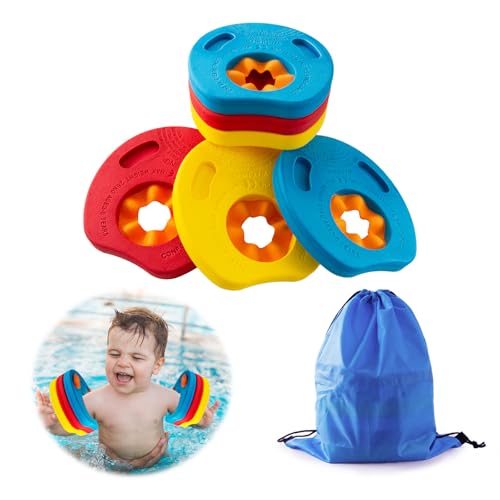 6PCS Manguitos Piscina para Niños, Espuma Eva Manguitos Discos, 2-6 años Piscina Discos Flotadores, Manguitos Dolphin, Flotador Bebe con Bolsa de Almacenamiento Portátil