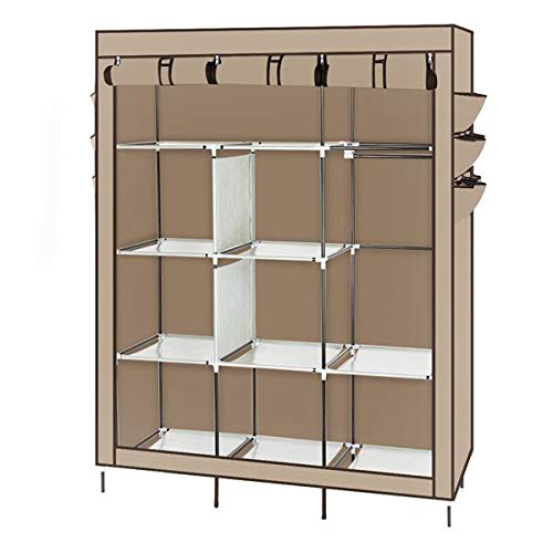 Thxbyebye Portable Clothes Closet, Non-Woven Fabric Wardrobe with Hanging Rods, Storage Organizer