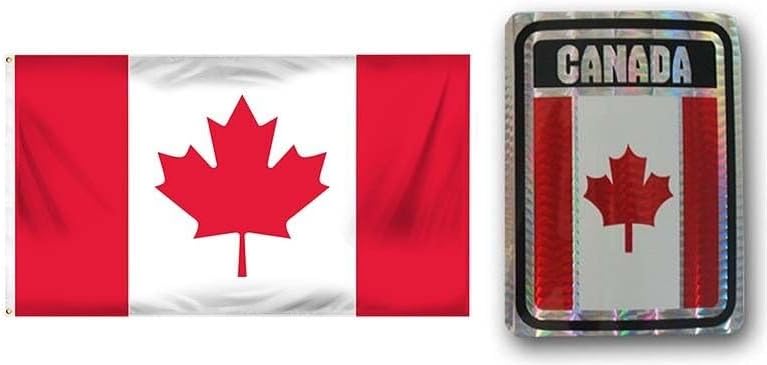 Deluxe Combo Set Canada Country 3x5 3x5 Flag and 3"x4" Decal by Lumaglow
