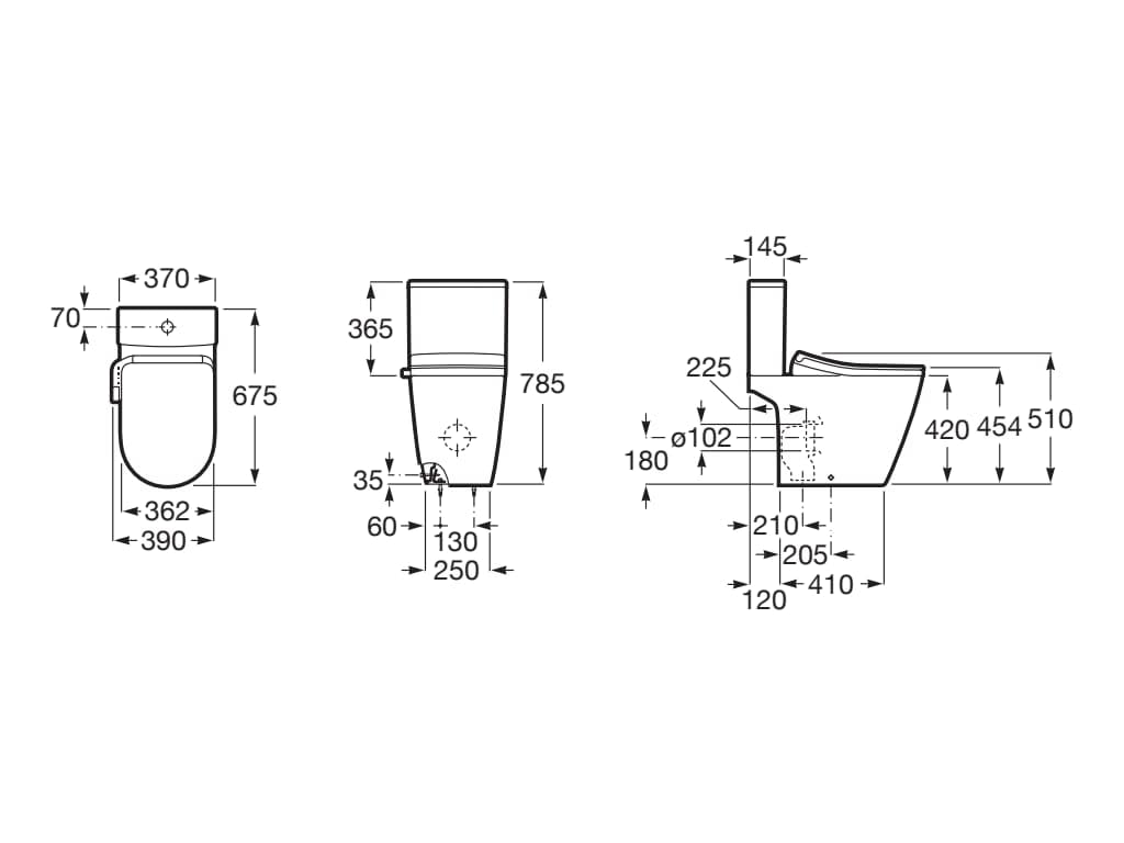 Roca A803151S01 - In-Wash® Ona - Smart toilet adosado a pared Rimless con salida dual. Incluye cisterna, tapa y asiento. Necesita toma de red.