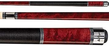 Players C-960 Classic Crimson Birds-Eye Maple with Triple Silver Rings Cue, 21-Ounce