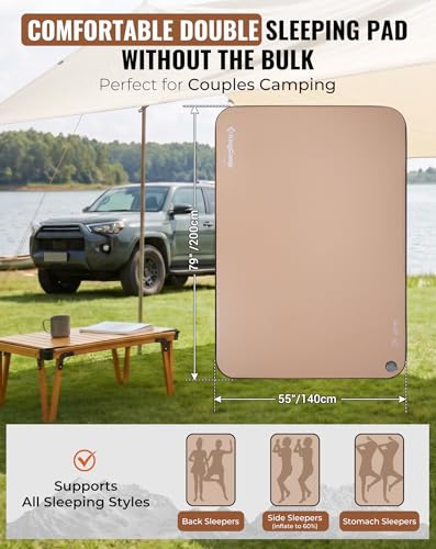 KingCamp FLEXIREST 5.0 Double Sleeping Pad for Camping, Compact Full-Size Drop-Stitch Inflatable Camping Pad with Pump Sack, PVC-Free Camping Mattress for Couples, Car Tent Camping Travel — view 5