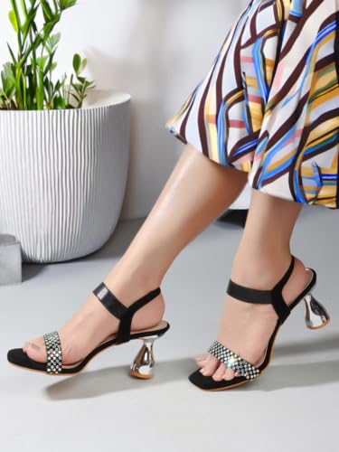 Image of Carlton London Women Stylish Fashion Embellished Sandals for Outdoor, Party, Wedding and Holidays with Stiletto Heels