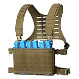 VisionTac Tactical Micro Chest Rig Laser Cut Molle Adjustable Detachable Harness with 5.56 Magazine Pouch Holders