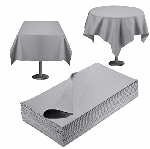 Servietto Disposable Tablecloth For Square Or Round Table, [25-Pack] 40" X 40" Linen-Like Gray Paper Tablecovers For Dining Table, Tablecloth Overlay For Party, Wedding Or Event, Square #TOP10