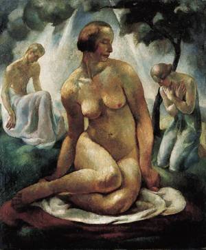 Peinture à l'huile Worship 1923 Erzsébet Korb pour sublimer un mur vide 30x36