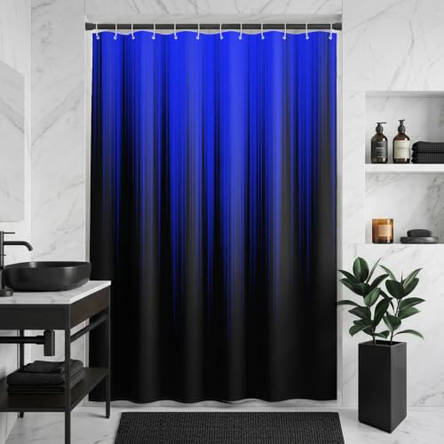 Image of AAtter Royal Blue and Black Ombre Shower Curtain, Extra Long 72x84 Inch