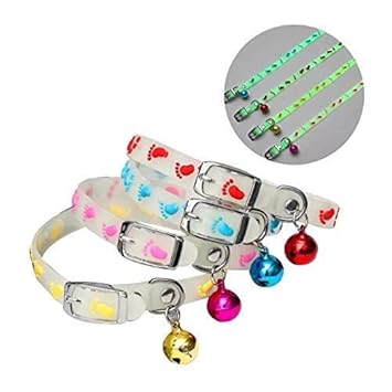 SPYNET Cat Kitten Reflective Adjustable Collar Safety Buckle with Bells Cat Radium Adjustable Collar with Bell for Puppy/Kitten (Color May Vary)