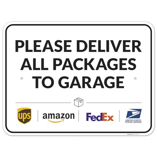 Image of Package Delivery Sign, Delivery Instructions Deliver All Package Garage Porch Sign, 18x24 Inches, Rust Free .063 Aluminum, Fade Resistant, Made in USA by Sigo Signs