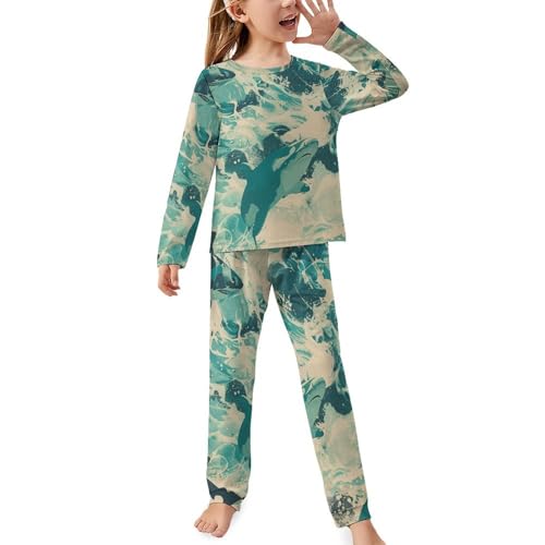 Camo Hammerhead SharksChildren's Pajama Set Round Neck Long Sleeve Top + Pants Two-piece Set160CM