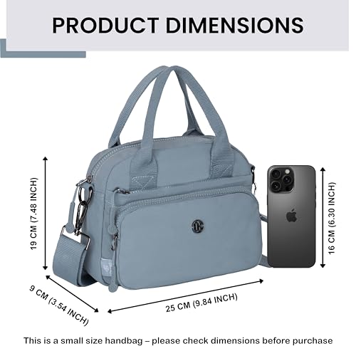 Image of TS WITH TECHSUN Small Women Crossbody Sling Bag Handbag for Travel Office Use, Water Resistant Nylon Shoulder Purse, Adjustable Strap Multipocket Organizer (25(L) X 19(H) X 9(W) CM)