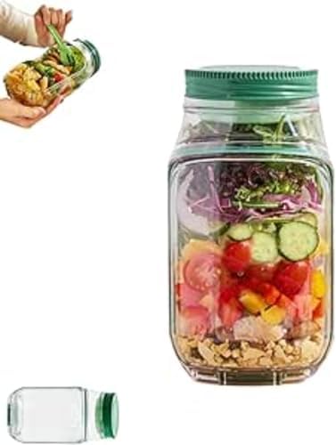 2025 Novo Pote De Salada De Abertura Lateral - Recipiente De Pote De Pedreiro À Prova De Vazamentos, Máquina De Lavar Louça, Solução Tudo-em-Um Para Preparação De Refeições Frescas (1PC)