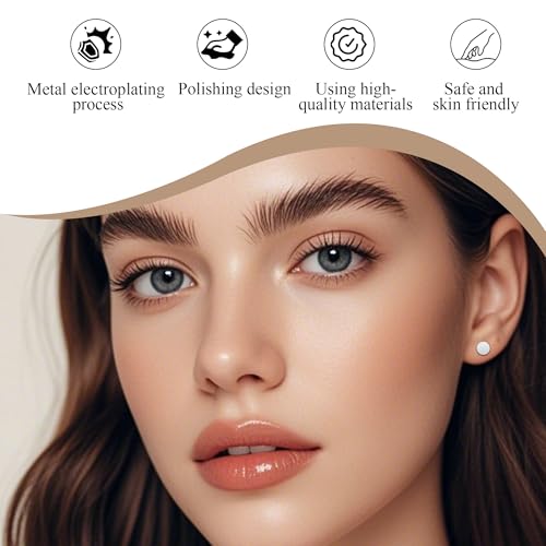 ZDE Women Earrings Threadless Flat Back Dot Earrings Titanium Hypoallergenic Cartilage Non-Nickel Black Push in Earrings Studs for Sensitive Ears Simple Classic Earstuds4