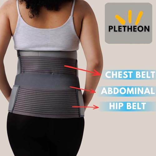 Image of PLETHEON 3 In 1 Postpartum Belly Band Post Pregnancy Abdominal Belt For Women After Birth Belly /Waist /Pelvis Wrap Postnatal Shapewear, (Fit from 30 Inch to 46 Inches of waist) (Gray)