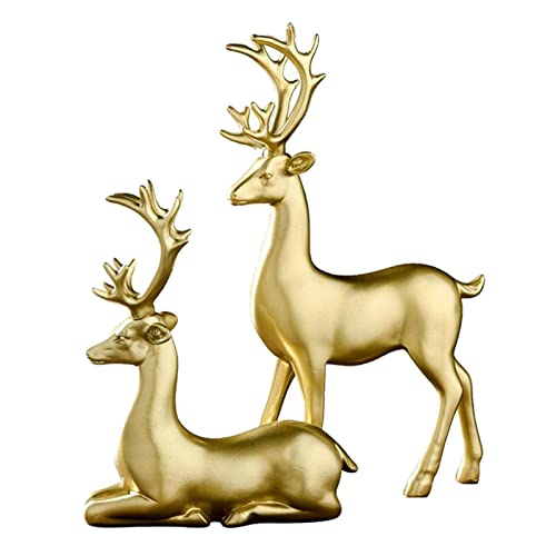 Gralara Ensemble de Statuettes en Résine, Déco Maison Figurine Cerf Majestueux, Idées Cadeaux pour Nouveau Foyer, Cerfs Élégants