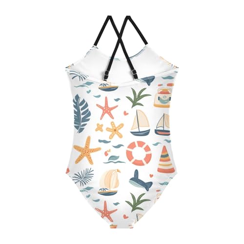 ZZKKO Summer Sea Star Girls Swimsuit One Piece Bathing Suit for Baby Girls' Swimwear 3-10T2