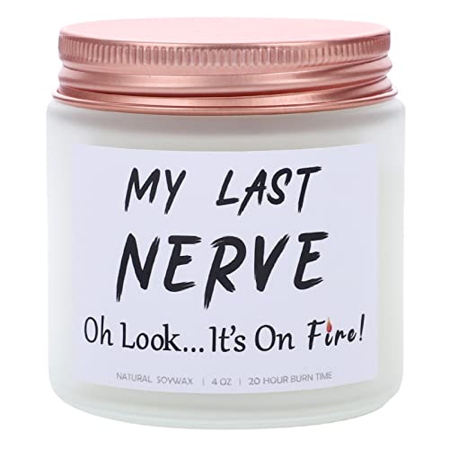 My Last Nerve Candle Birthday Gifts for Women Friends Mothers Day Candles for Her Lavender Scented Soy Candles for Bestie Sister Mom Coworker Teacher Thanksgiving Christmas Day Present