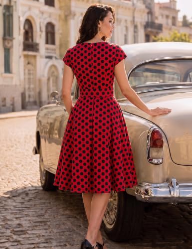 Image of Dressystar Women's Vintage 1950s A Line Cap Sleeve Cocktail Party Dress