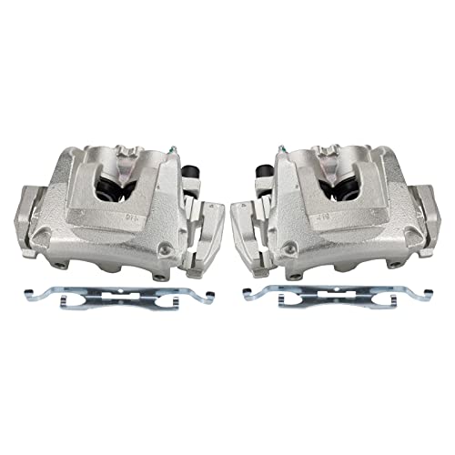 Image of TRQ Front Brake Caliper Set Zinc Coated Hardware Brackets Compatible with 2015-2018 Ford Edge