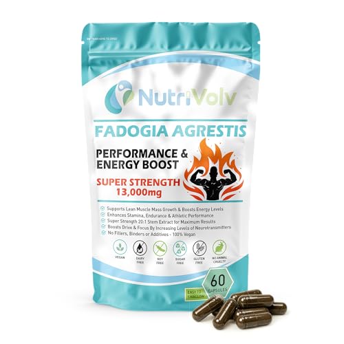 Nutrivolv Fadogia Agrestis 13 000mg | 60 Capsules | Super Strength 20:1 Extract | Lean Muscle Growth | Muscle Recovery | Athletic Performance | Energy | Stamina | Endurance Boost | Vegan Supplement