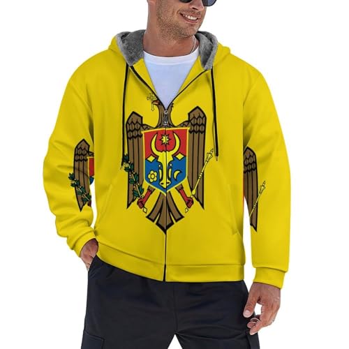 Veste polaire Moldavie 3D contre le froid hivernal, hoodie zippé doux unisexe