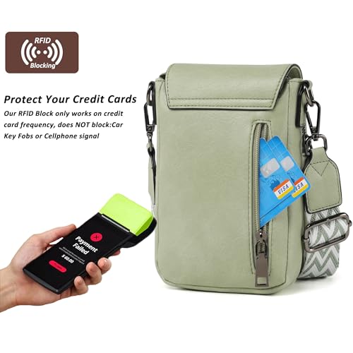 Image of TANTOMI Small Crossbody Bags for Women, Small Purses with Card Slots Phone Purse Wide Adjustable Strap (Light Green)