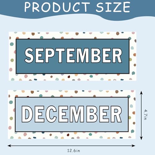 Image of Whaline 12 Pcs Months of The Year Bulletin Board Set Boho Color Monthly Headliners Calendar Month Headers for Back to School Classroom Decoration
