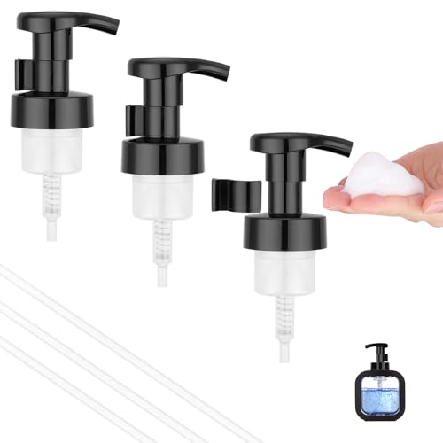 Image of Segbeauty 3pcs Black Foaming Hand Soap Dispenser Bottle Pump Head, Foam Kitchen Soap Dispenser Pump Replacement for Bathroom Shampoo Foamer Bottle, 40 Thread Size Hand Dish Foaming Bottles Pumps