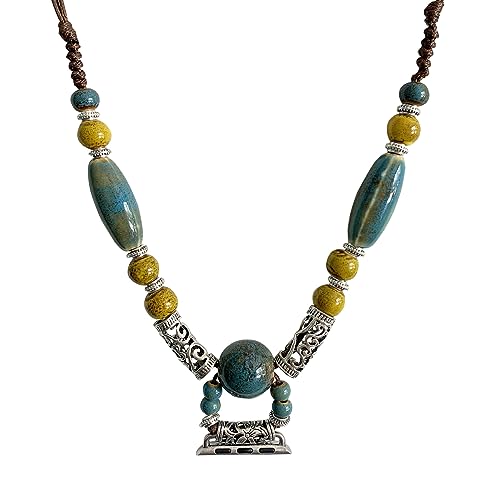 HMLXSH Necklace Adapter Pendant Compatible with Apple Watch, Infinity & Double Loop Connector Comes with Double-wound wristbands, Ceramic necklace for iWatch Series 8/7/6/5/4/SE/9 (42 44 45 MM)